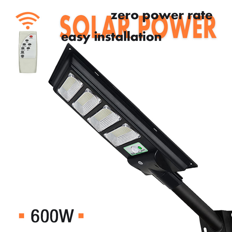 IP65 Solar Powered Street Lamp Cool White Garden Security Remote Pole Commercial
