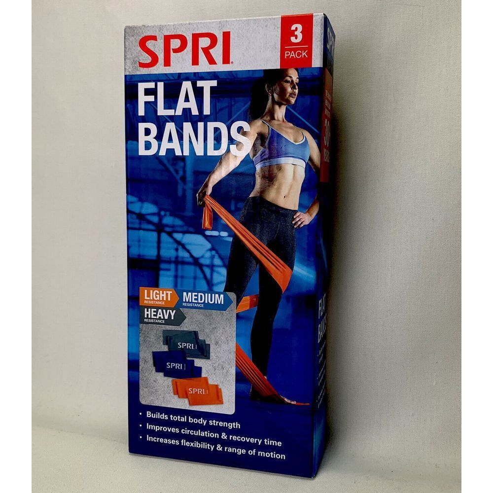 SPRI Flat Band Kit, 3 pack (Light, Medium, Heavy) Workout Bands, PT, resistance