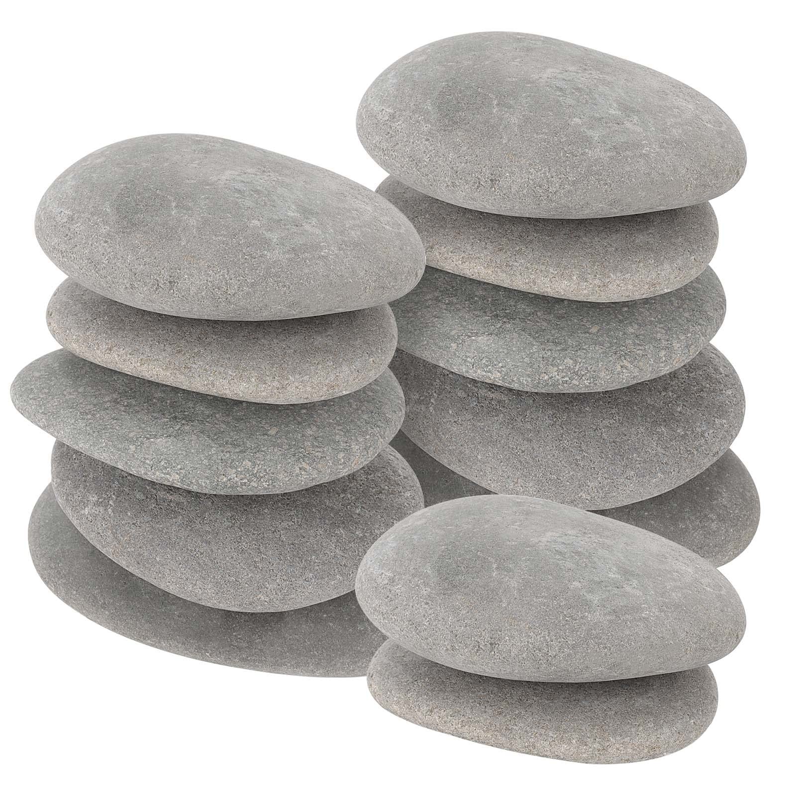 TAICHEUT 12 Pack Large Painting Rocks, 3-4 Inch Natural River Rocks for grey