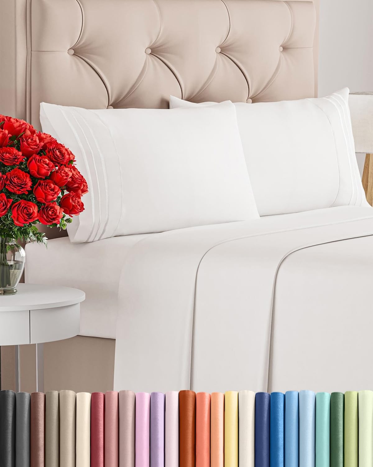 Full Size 4 Piece Sheet Set - Comfy Breathable & Full, 02 - Antique White