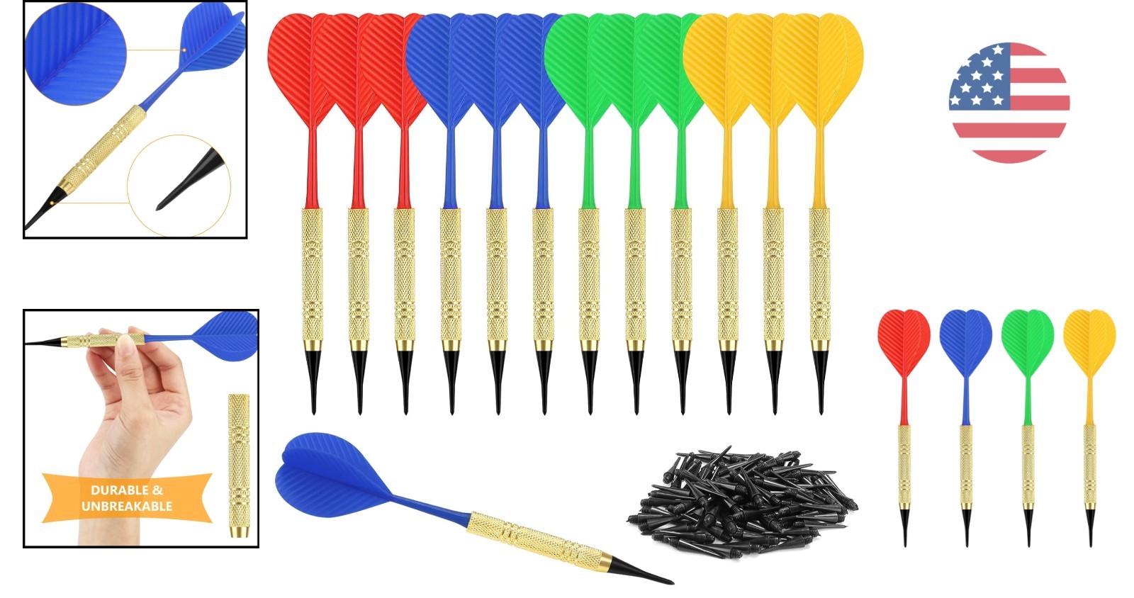Luxury Soft Tip Darts Set with Extra 100 Black Tips – Perfect for All Levels