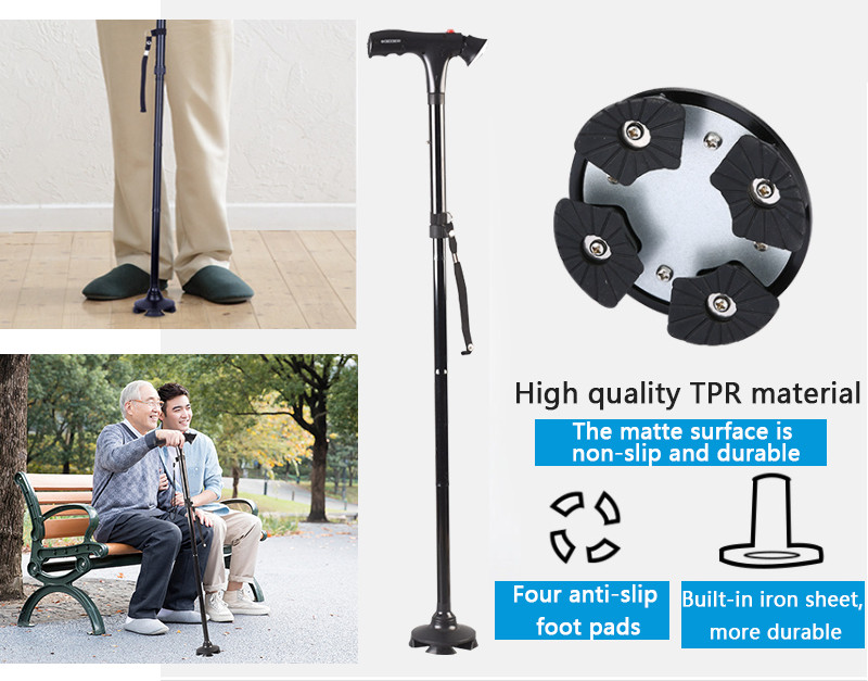 Extendable Foldable LED Walking Cane Adjustable Hiking Walking Stick With Alarm