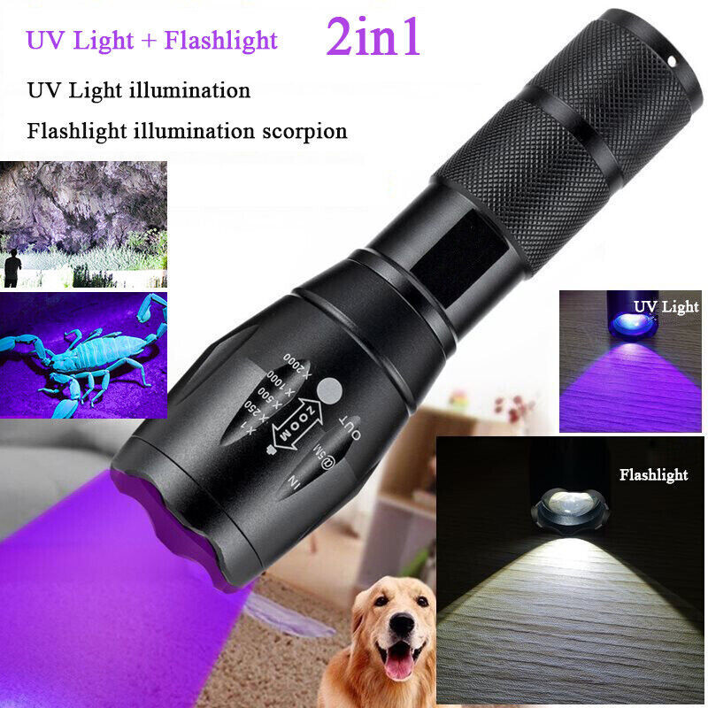 Super Bright 120000lm UV Torch Ultra Violet Flashlight Blacklight Light Lamp LED