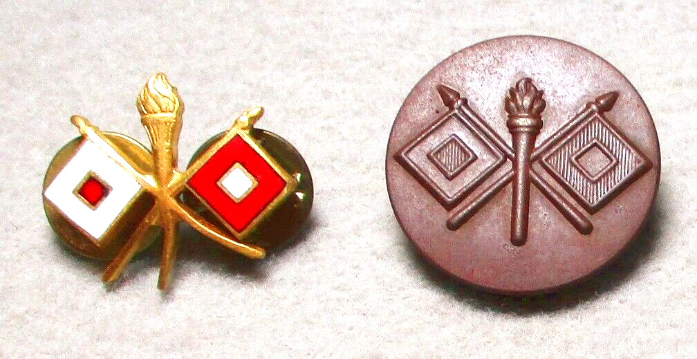 World War Two Signal Corps Collar Insignia and a Modern Counterpart