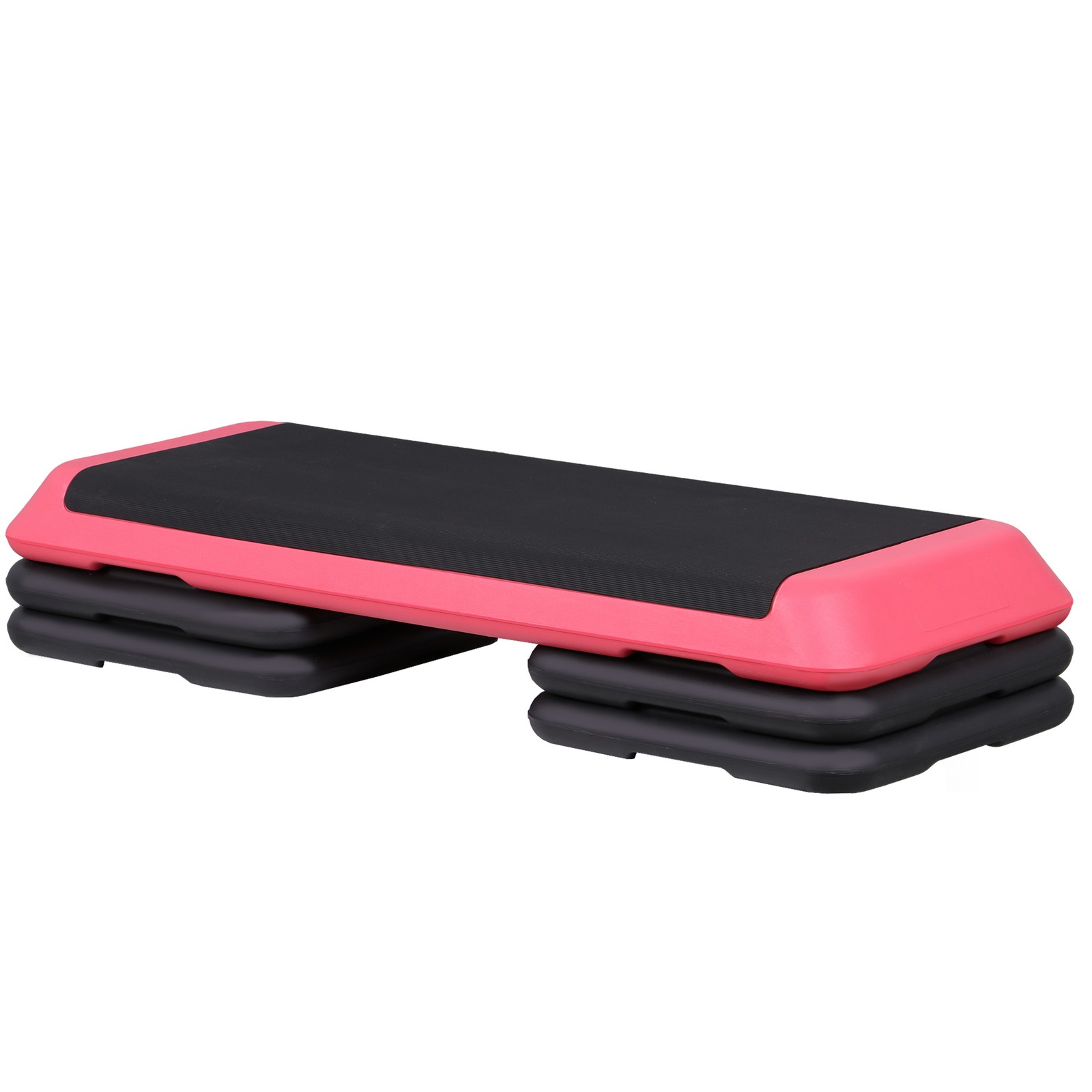 43'' Aerobic Step Platform Exercise Adjustable Workout Stepper with 4 Riser Pink