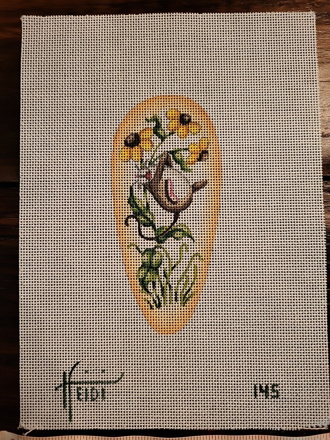 Playful Mouse Floral Carrot Needlepoint Canvas By Heidi Stanley