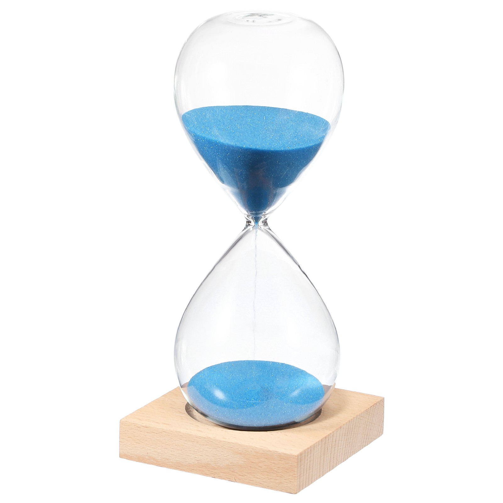 30 Minutes Sand Timer, Sand Watch with Wood Base, Blue