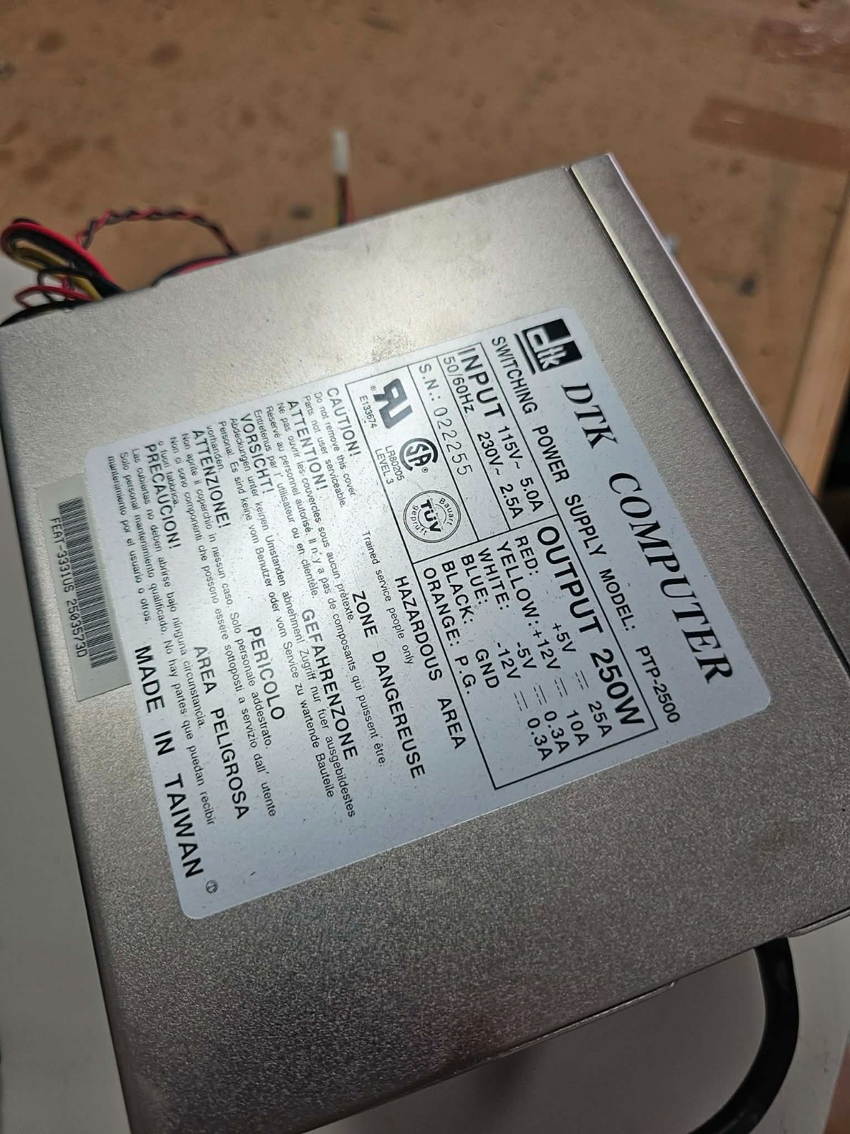Tested Working DTK Computer FEAT-331 Full Size PC AT Power Supply & Front Panel