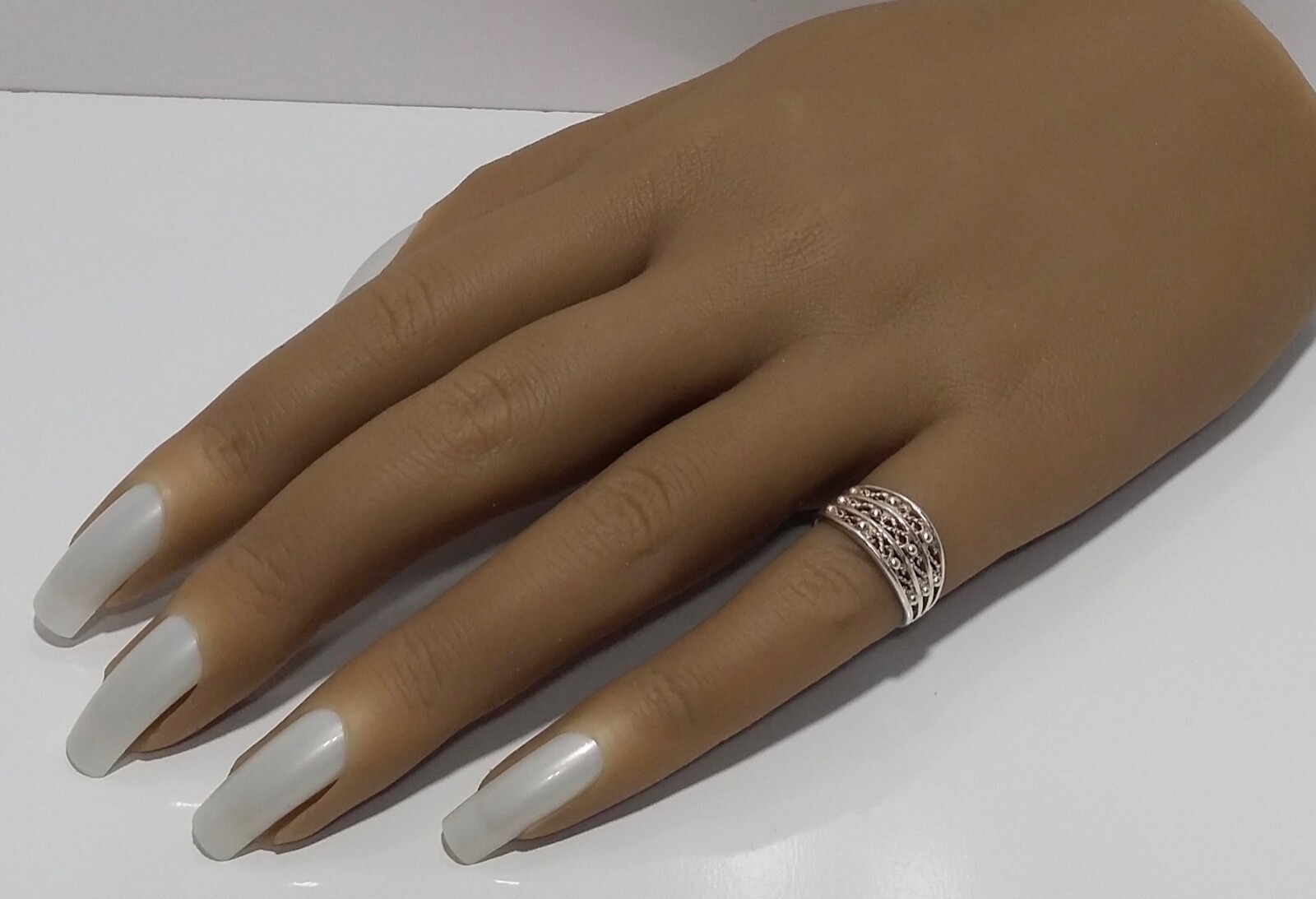 Sterling Silver 925 Adjustable Beaded Accent Toe Ring