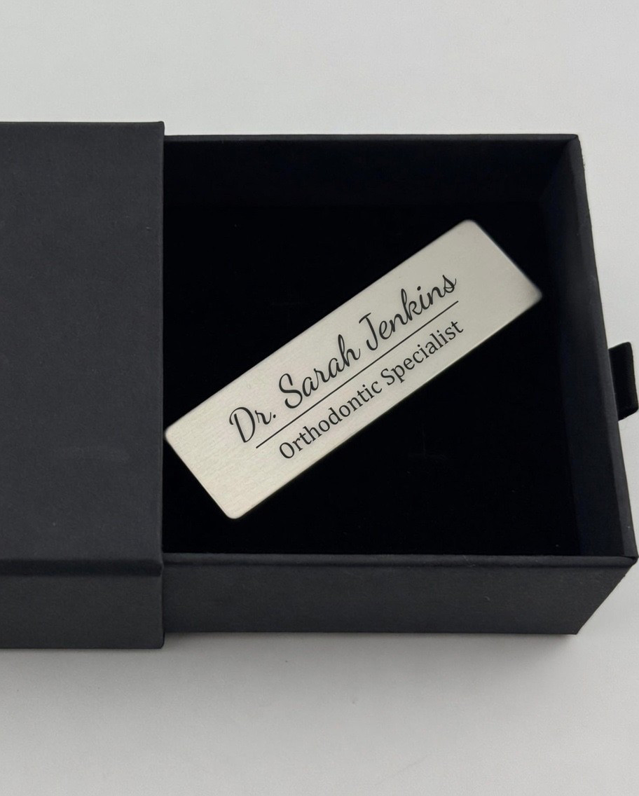 Engraved Name Bagek  Metal Tag Personalized Title Bar Professional Gift
