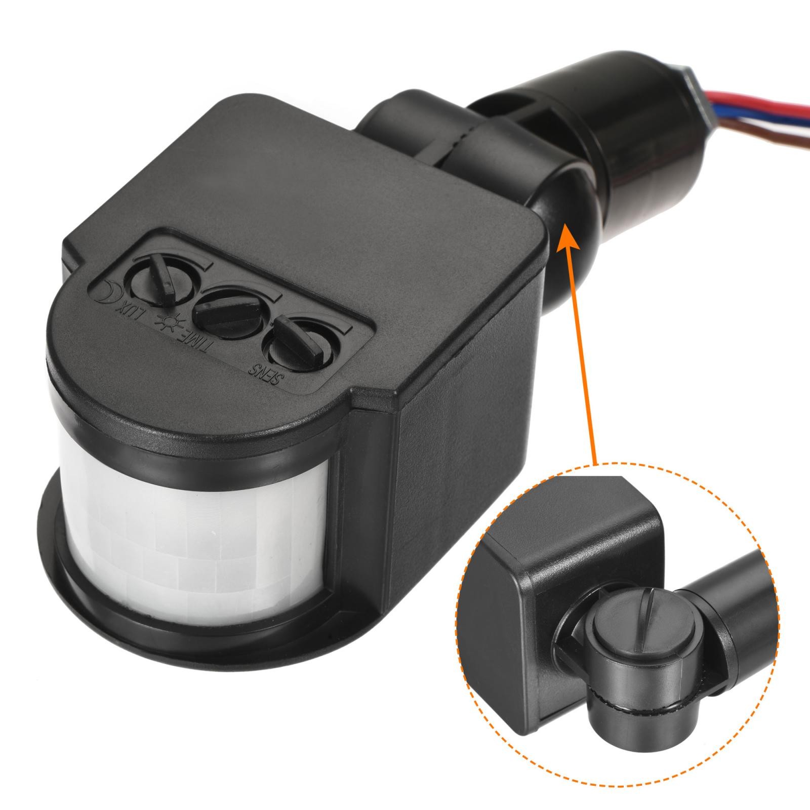 Motion Sensor 12V Infrared PIR Detector Switch Wall Mount Black