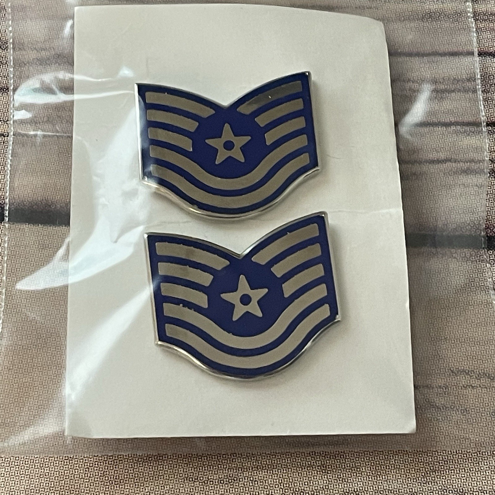 US Military Air Force USAF Rank Collar Pin Technical Sergeant E-6 TSGT 1 Pair