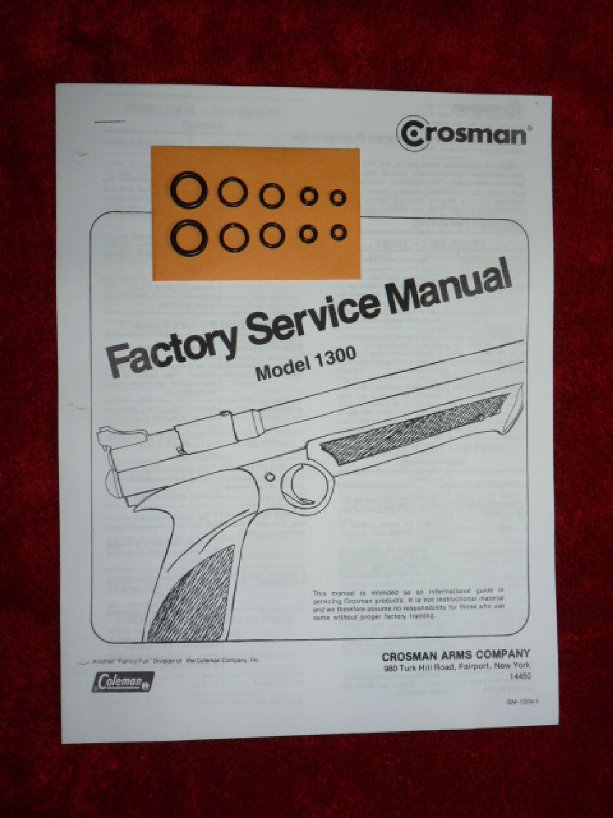 Crosman 1300 Air Pistol Two (2) O-Ring Seal Kit + Factory Service Manual + Guide