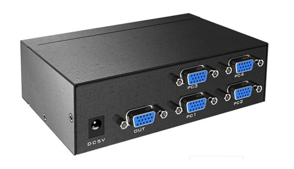 Premium 4-Channel VGA Quad Video Multiplexer With IR Remote Control