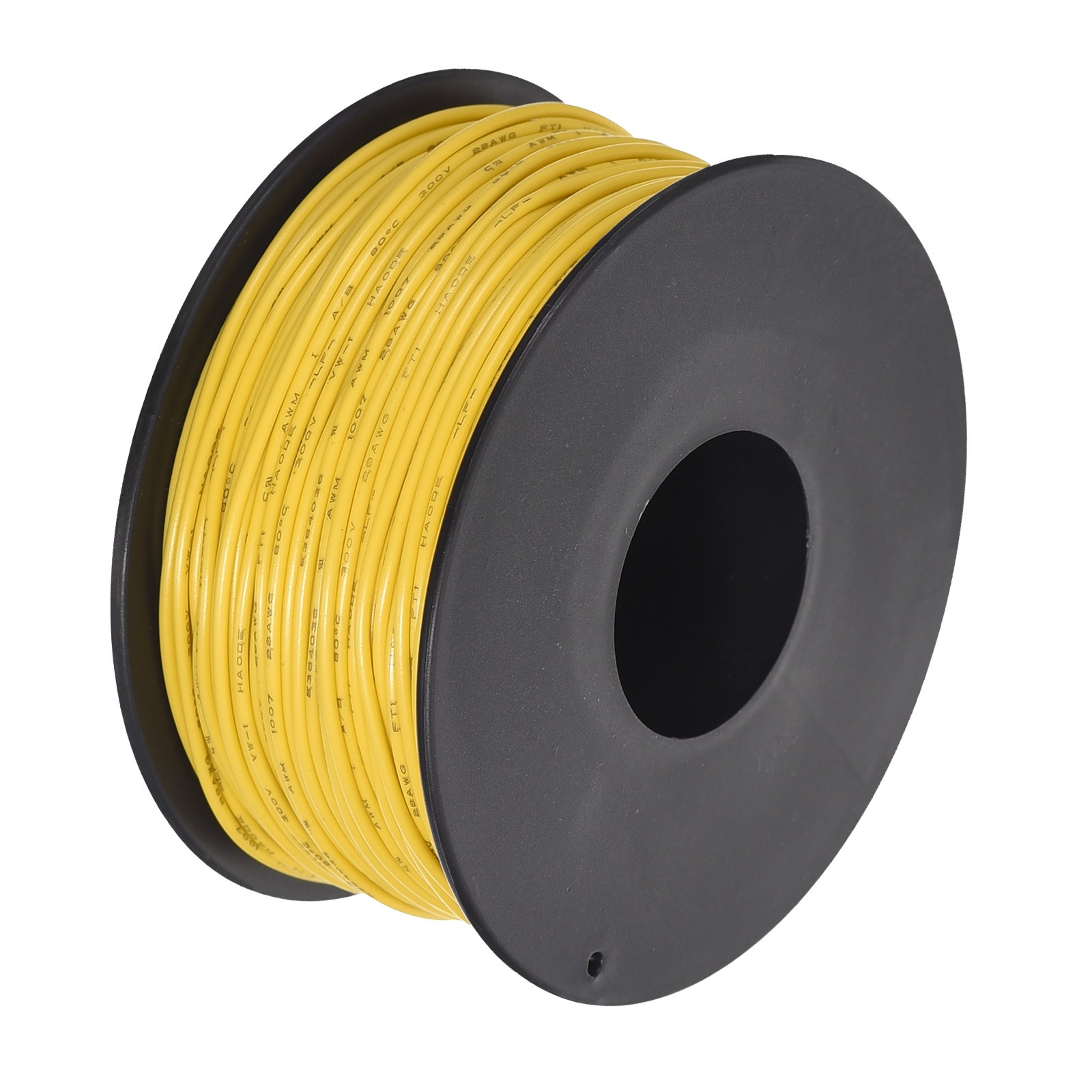 28AWG Stranded Wire Hookup 50M/164ft Yellow, Electrical Wire UL1007 Spool