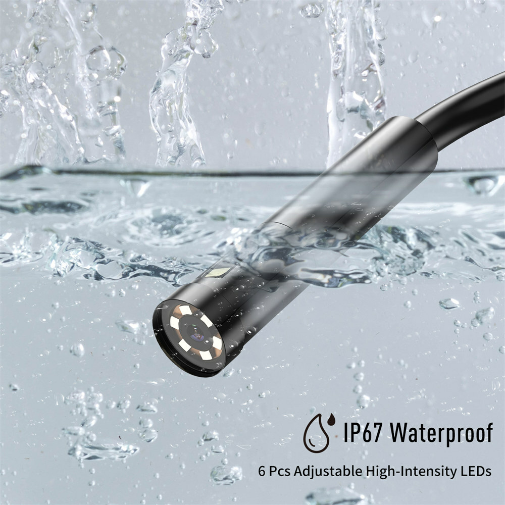 2.0MP HD Industrial Endoscope Borescope 7"IPS Screen 8mm Inspection Snake Camera