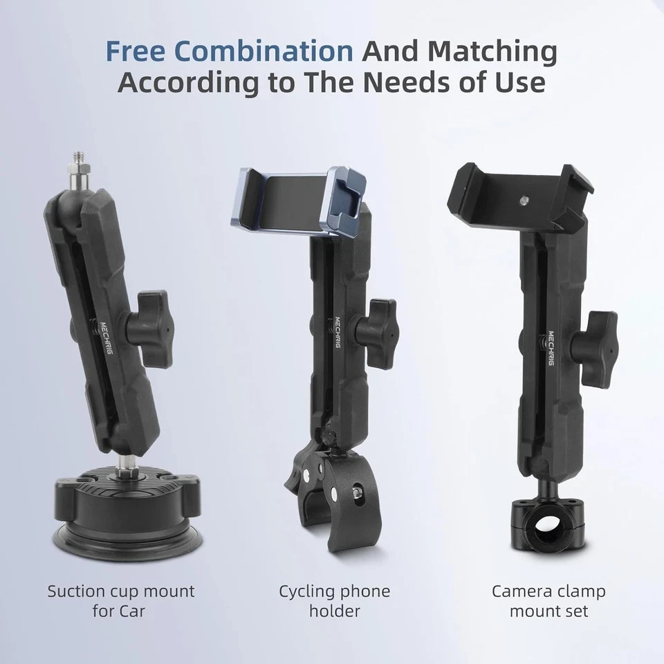 Double Socket Arm,Extension Arm Compatible with RAM Large socket arm, Black