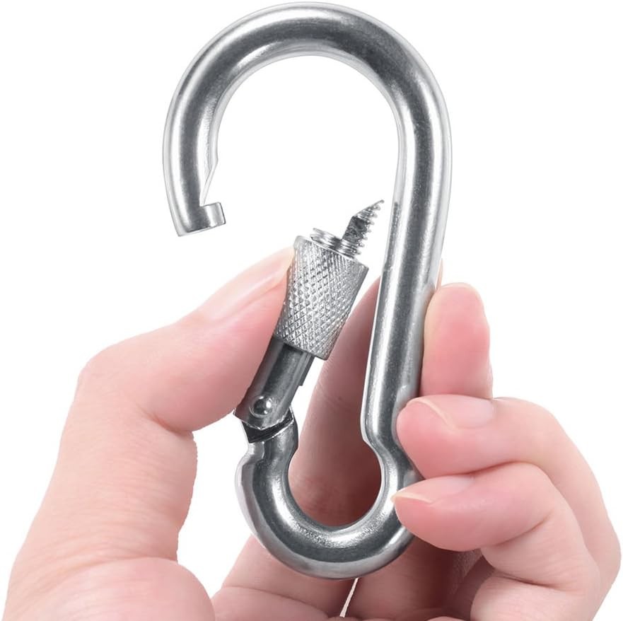 2PCS M10 Stainless Steel 316 Locking Carabiner Marine Grade Carabiner Clips