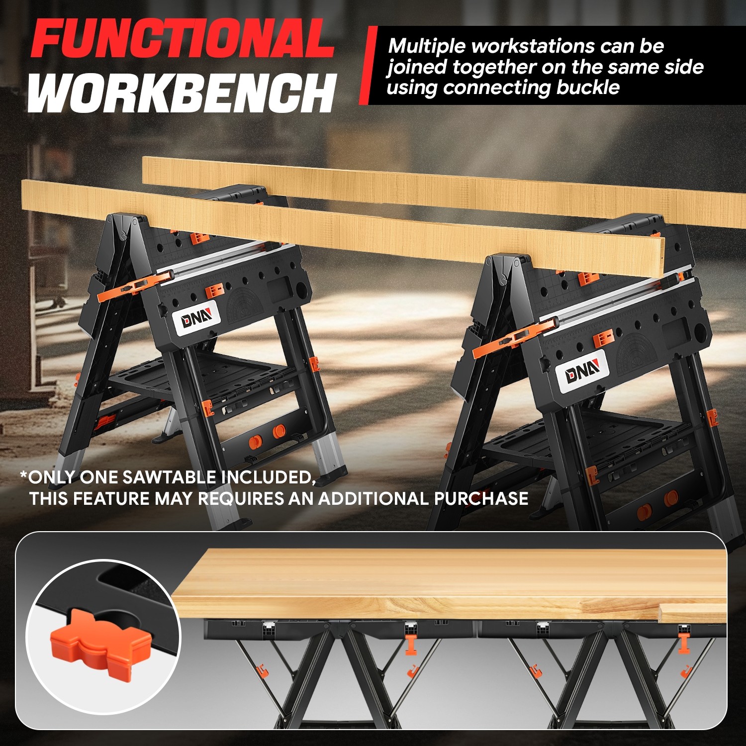 25" X 31.1" X 31.8" Painted Black Foldable Work Table for Workbench Sawhorse