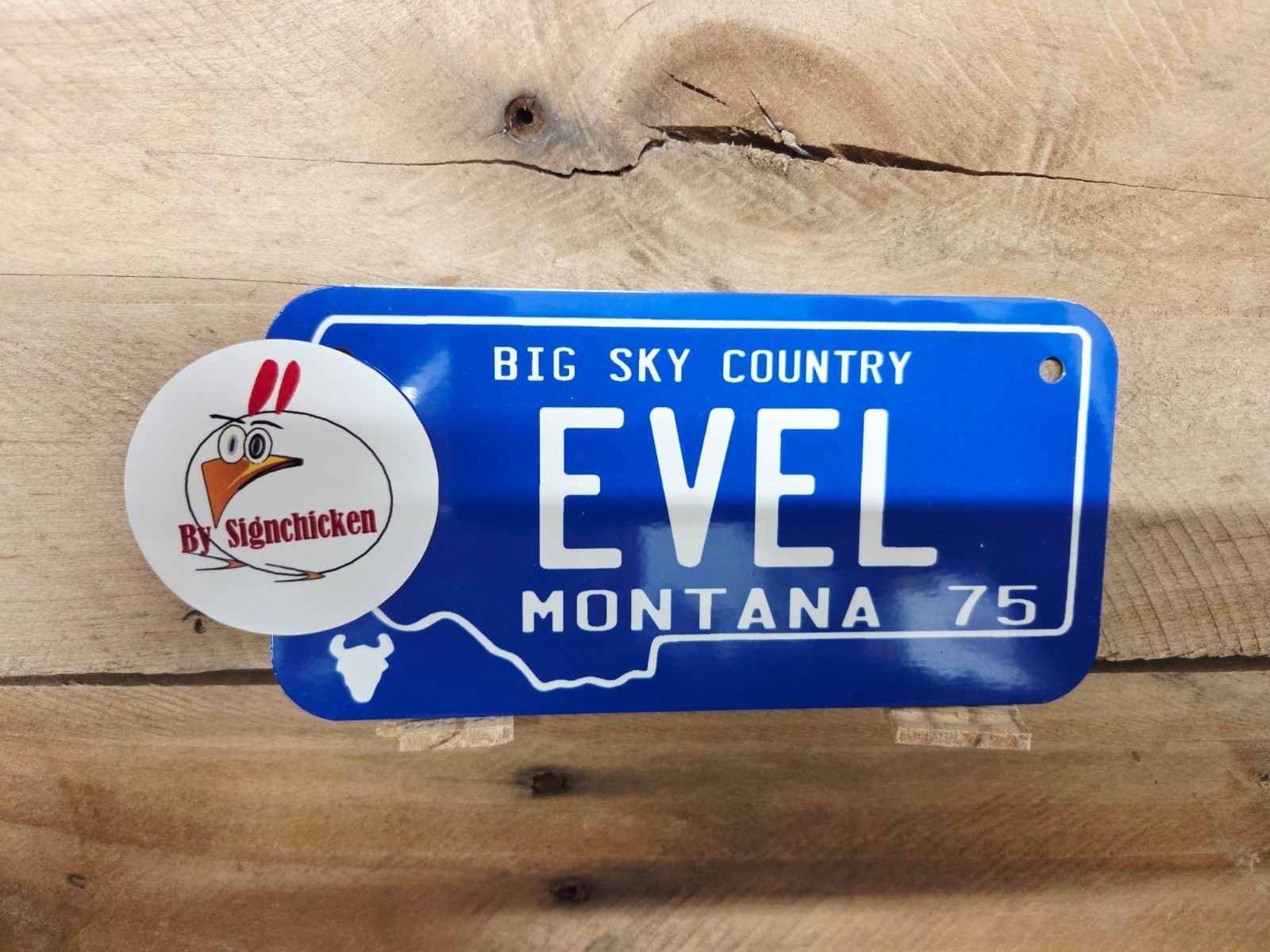 Evel Knievel / Harley Davidson / EVEL *ALUMINUM* Montana License Plate  - 3 x 6"