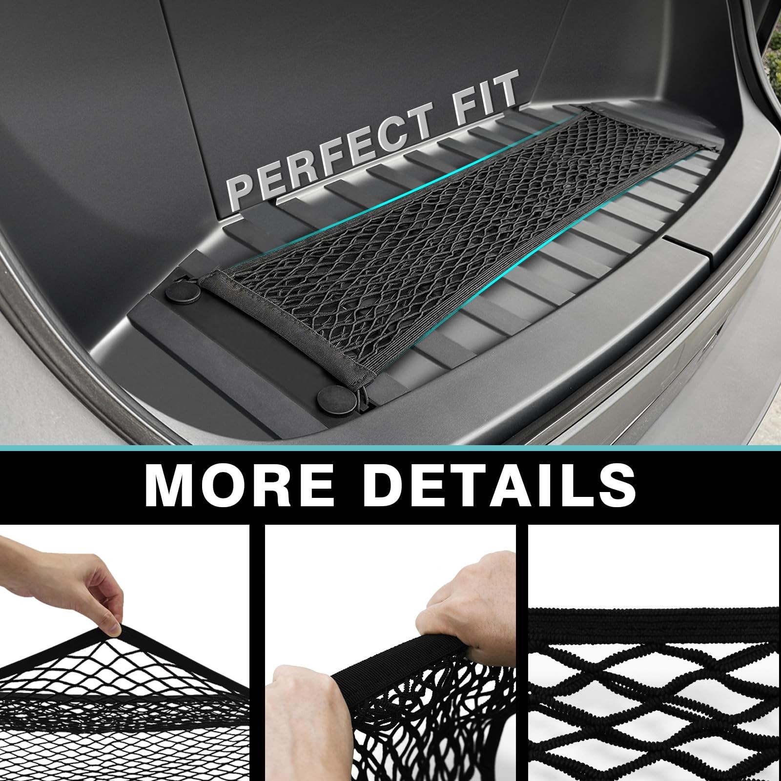 BestEvMod Cargo Mesh Net for Pickup Truck Bed Compatible with Tesla Cybertruc...