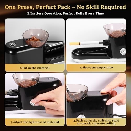 Automatic Electric Cigarette Rolling Machine - One-Touch Maker & Accessories Kit