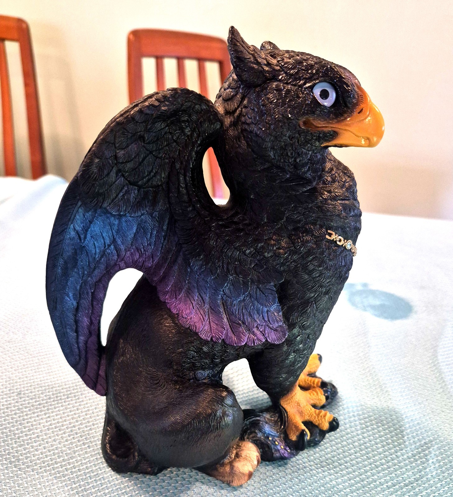Vintage Windstone Editions Peña Black Sunset Male Griffin Blue Eyes Retired 9”