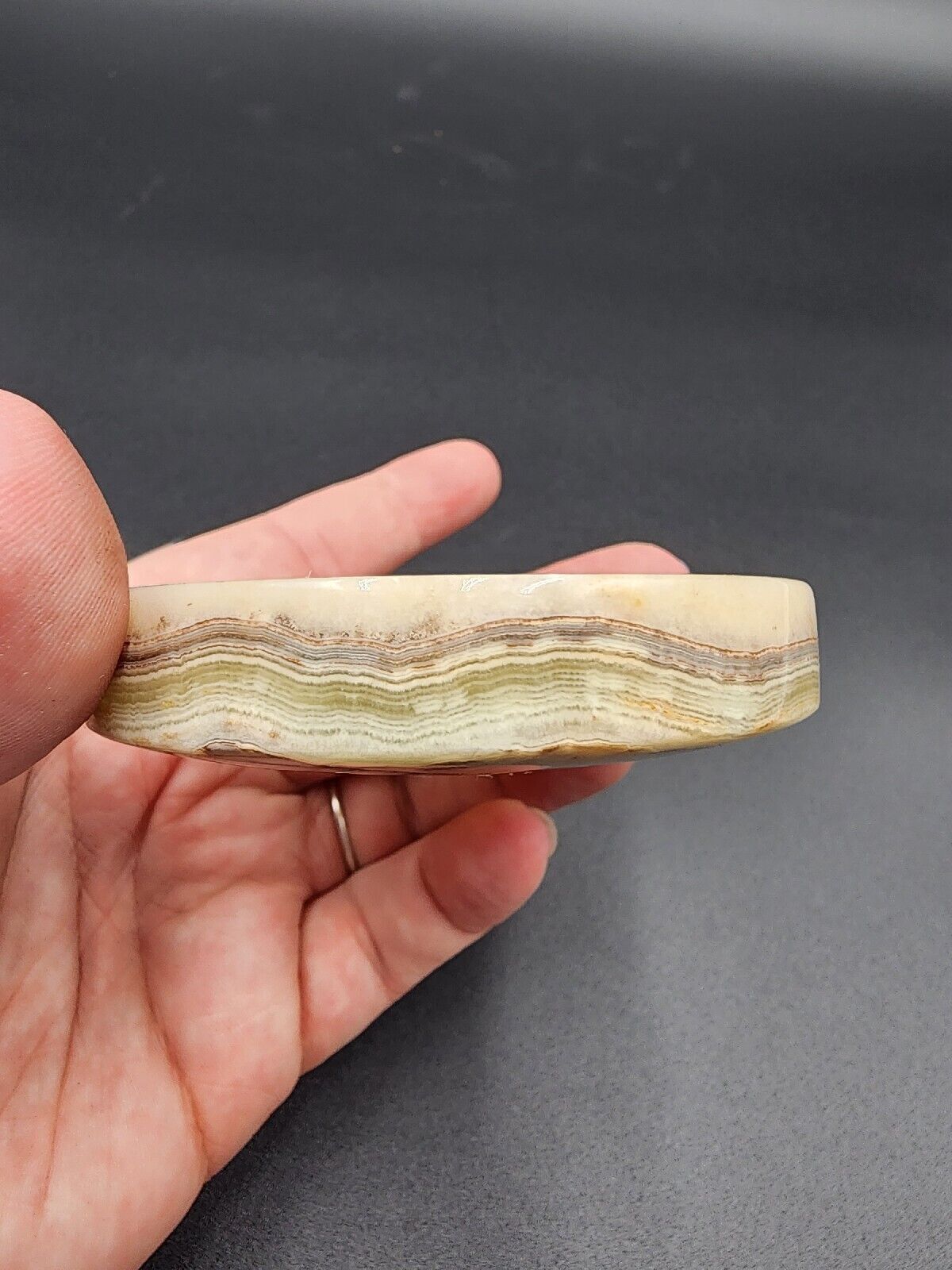 Carved Stone Trinket Ring dish 3”