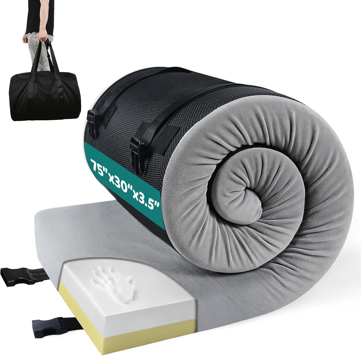 Extra Thick Supportive Foam Camping Mattress with Travel Bag | 3.5" Think