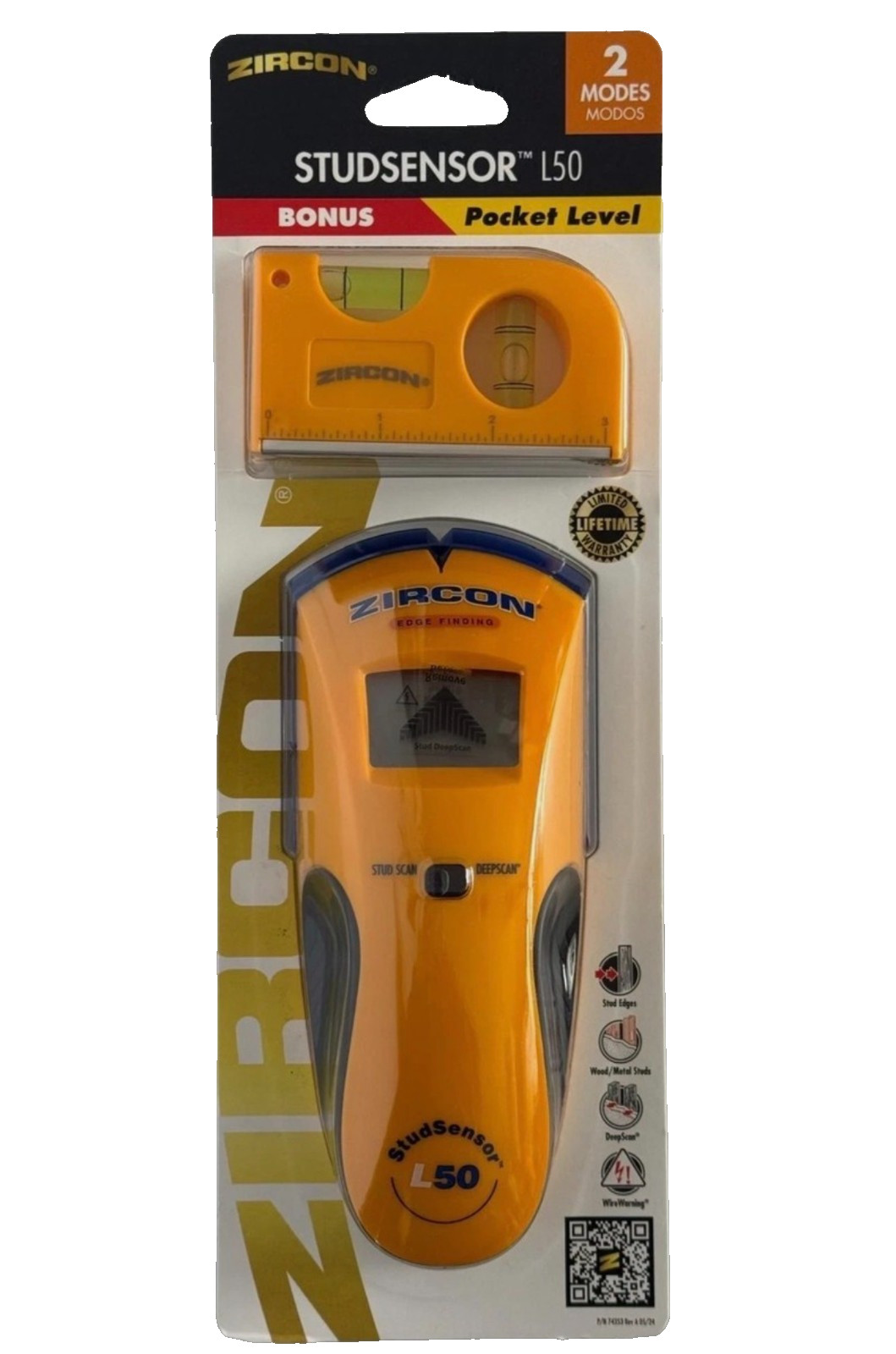 Zircon StudSensor L50 Edge Finding Electronic Stud Finder Sensor w/Pocket Level
