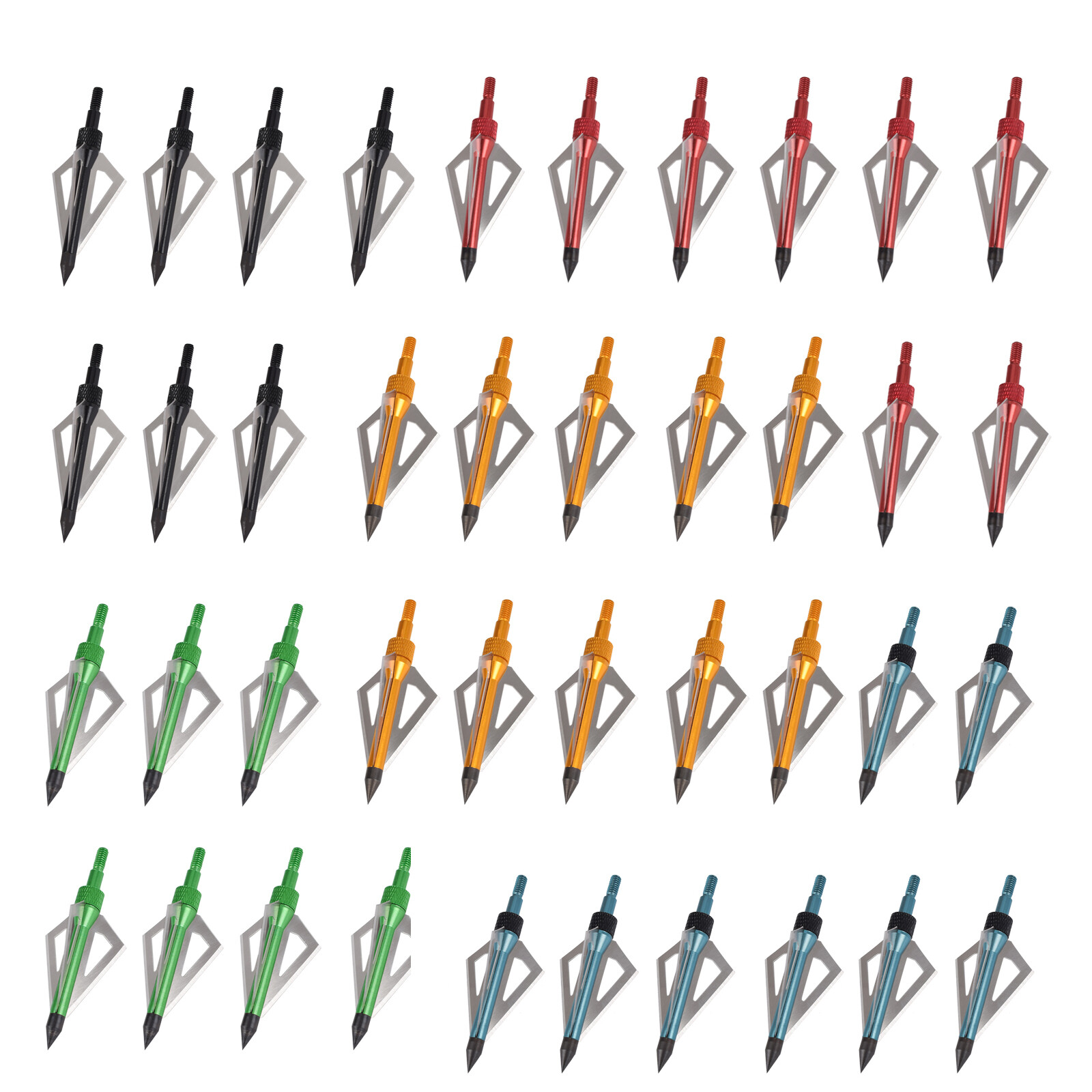 12Pcs Archery Broadheads 100 grain 3-blade hunting Arrow Heads Screw Tips Arrows