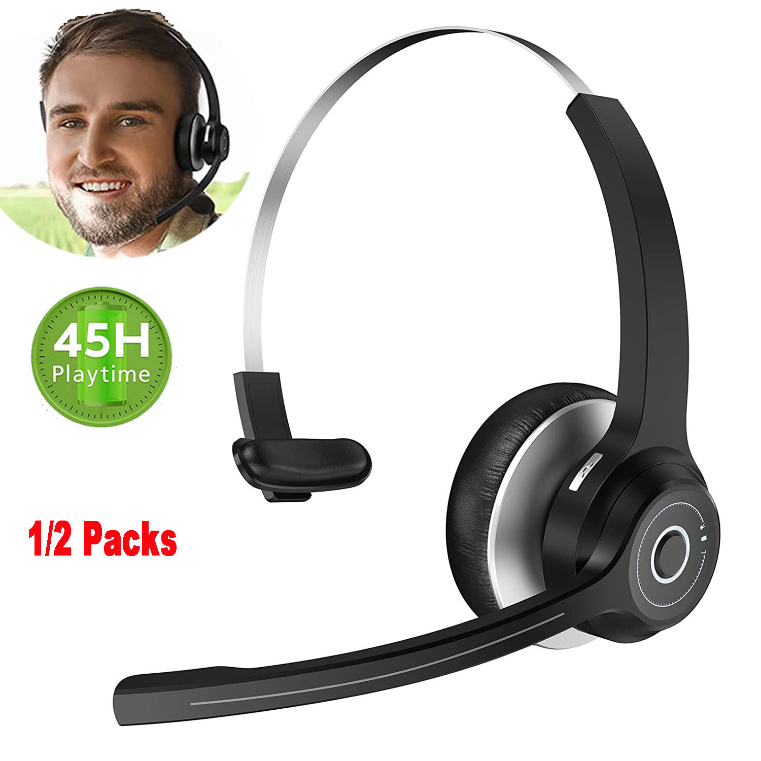 Mpow Bluetooth Wireless Headphone Over Head Business Driver Headset w/ Mute Mic