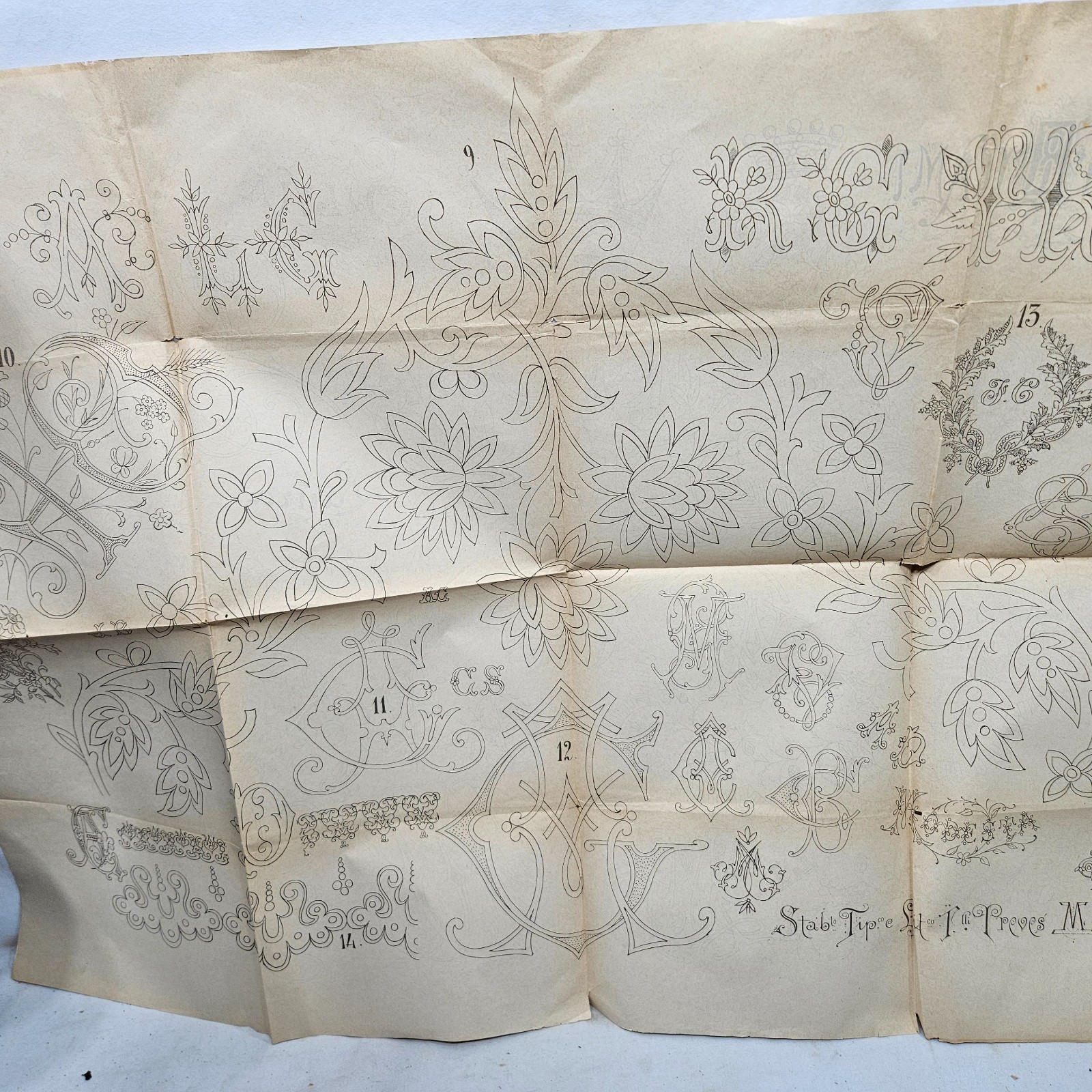 Antique Double Sided Embroidery Pattern From Milano Italy 24 x 34 1/2"