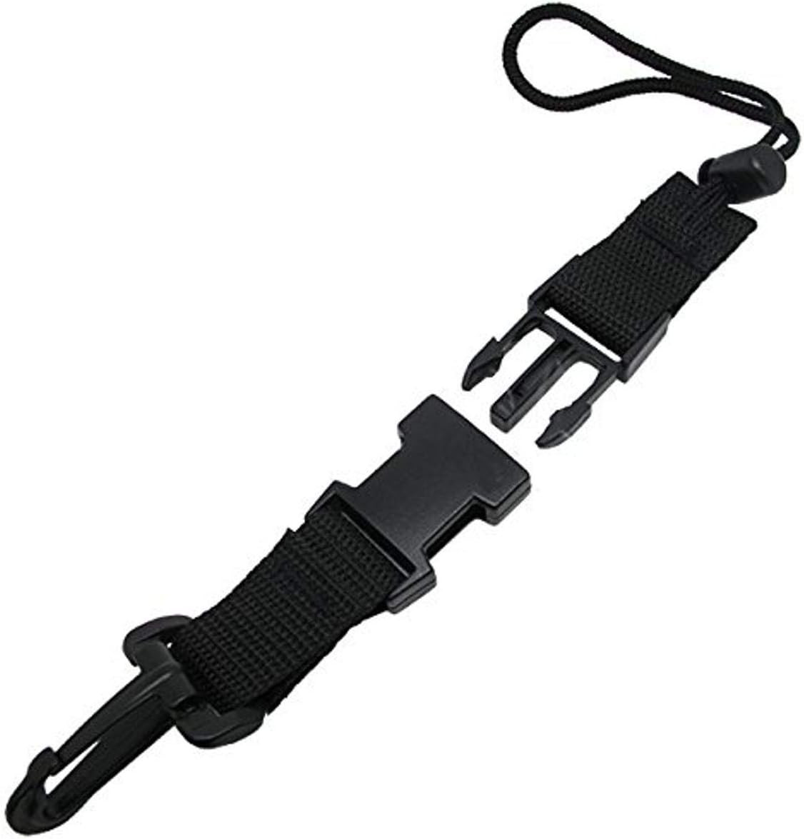 Scuba Diving Dive Black Lanyard Clip with Webbing Strap Quick Release Buckle