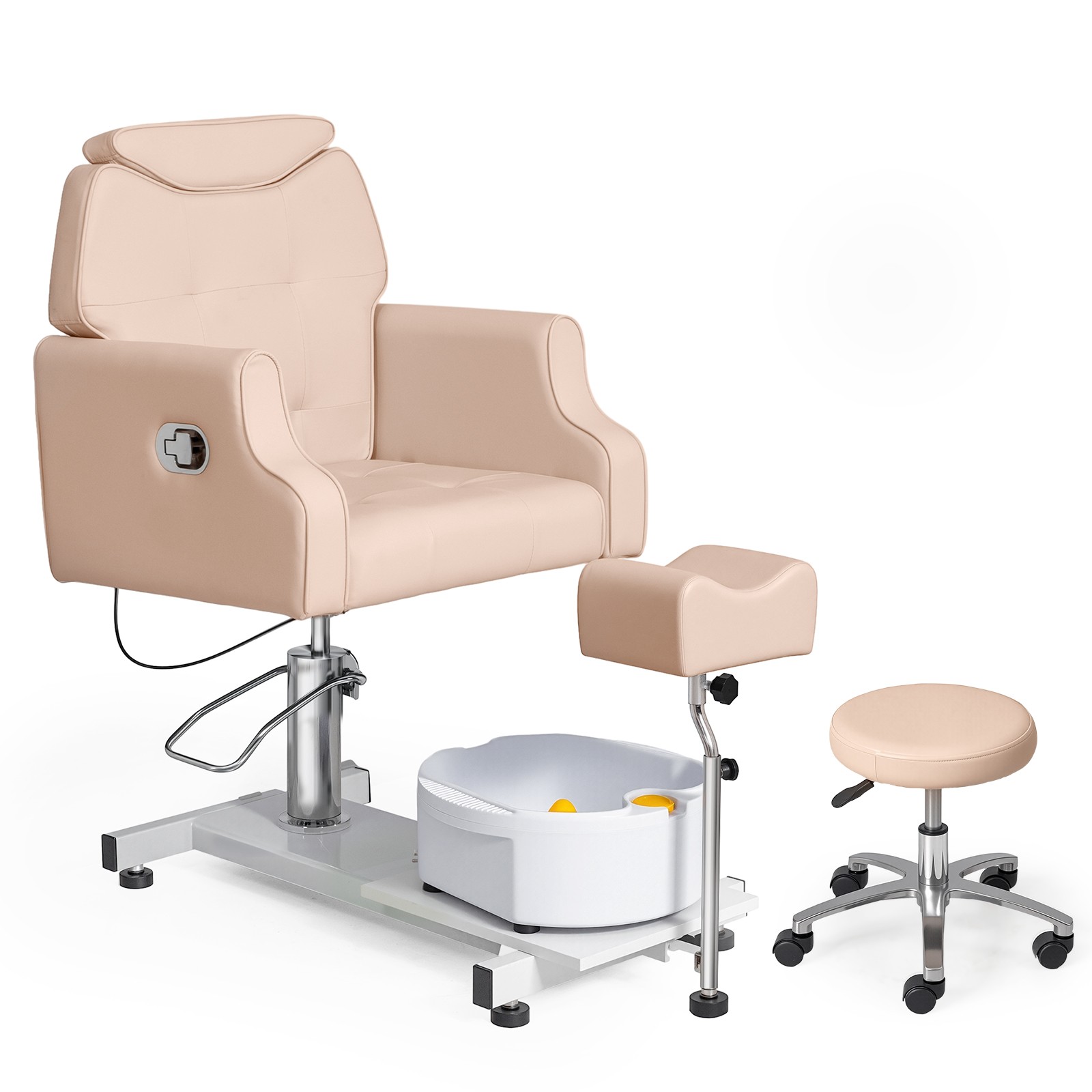 360° Rotating Hydraulic Pedicure Chair with Bubble Massage Foot Bath & Stool New