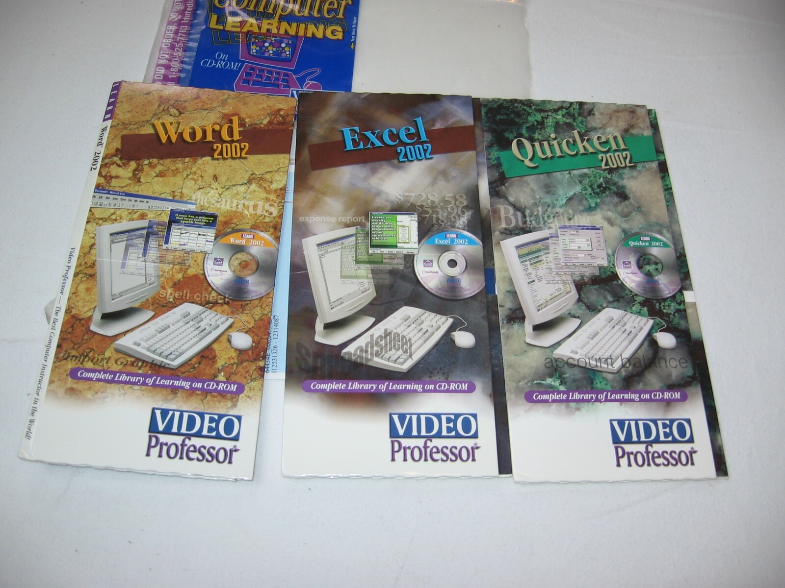 Vintage COMPUTER LEARNING VIDEO PROFESSOR CD-ROM Lot WORD QUICKEN EXCEL PC CIB