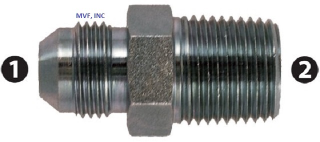 Pipe Adapter 1/4" Male 37° Flare JIC x 1/8" Male NPT Plated Steel 2404-04-02