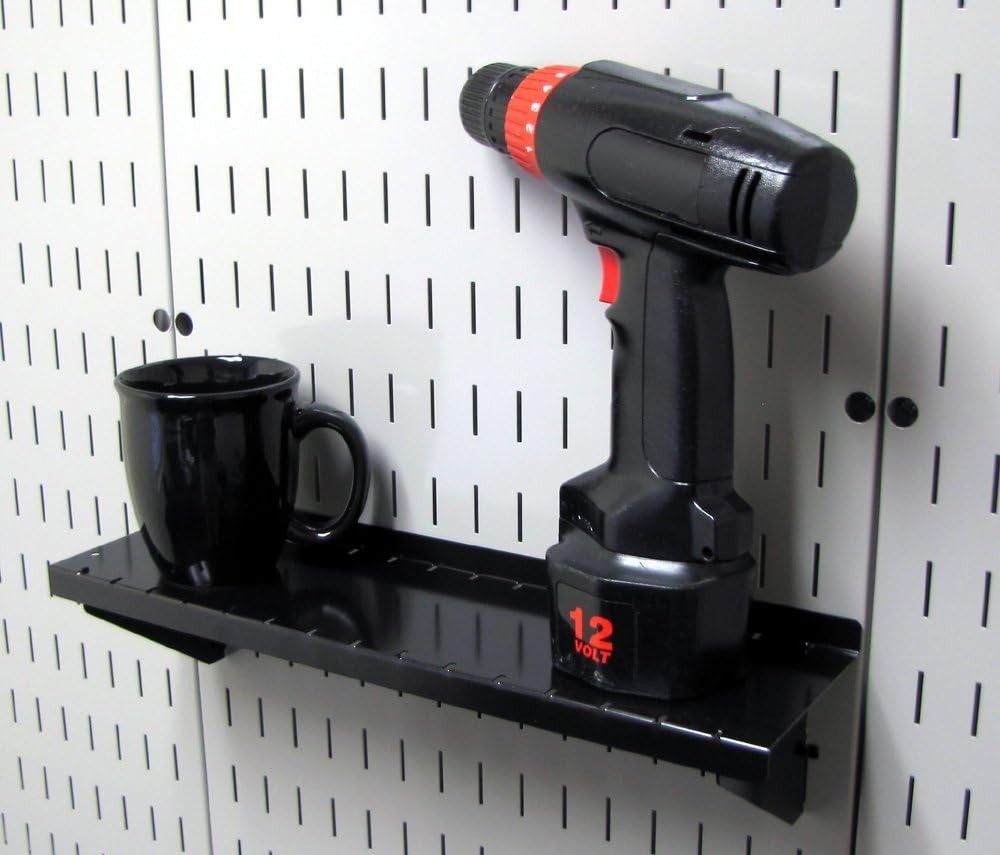 Shelf 4in Deep Pegboard Shelf Assembly Pegboard and Slotted Tool Board - Black