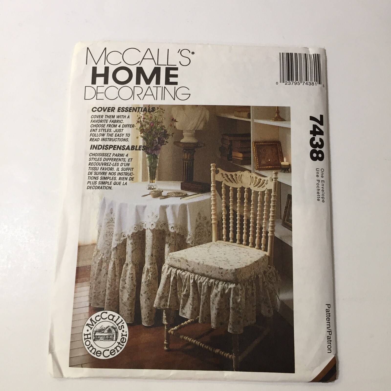 McCall's 7438 Home Decorating Cover Essentials Tablecloths Chair Pads Covers