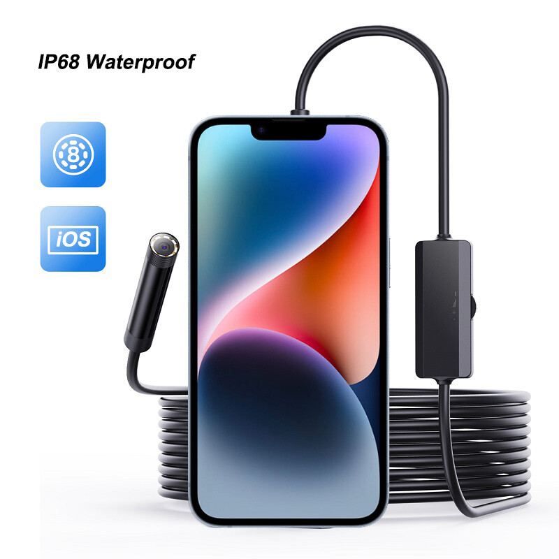 8mm 8LED Endoscope Inspection Camera For iPhone/iPad/iOS System Borescope Cable