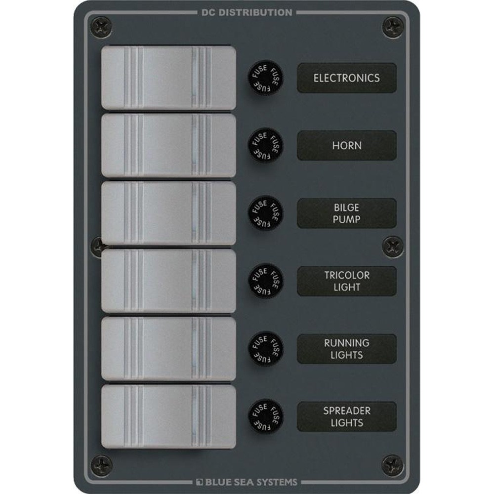 Blue Sea 8053 Slate Grey - 6 Position - Vertical 8053 UPC 632085080532