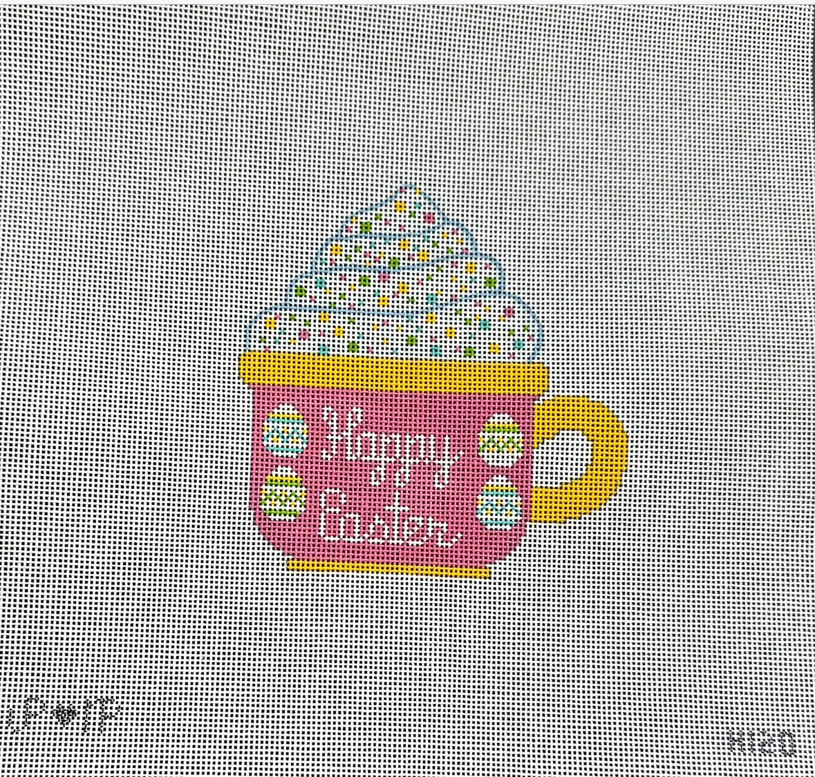 HAPPY EASTER CUP  Handpainted Needlepoint Canvas by JP