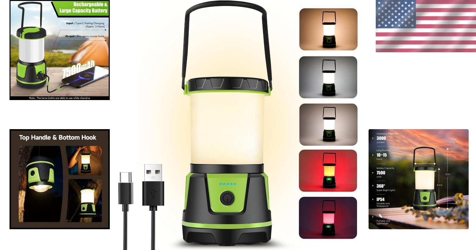 Versatile 3000 Lumen LED Lantern with 5 Light Modes - Perfect for Emergencies