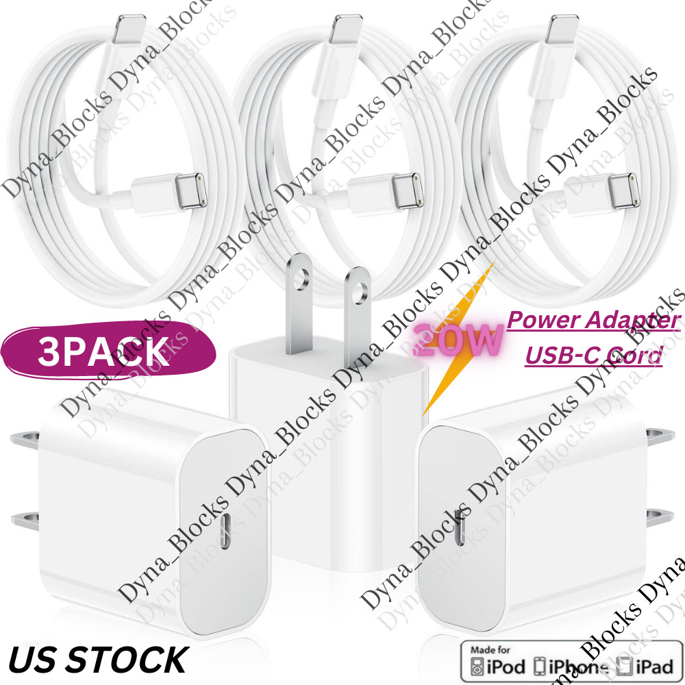 20W USB-C Power Adapter For iPhone 14 13 12 11 XR iPad PD Fast Charger Cable LOT