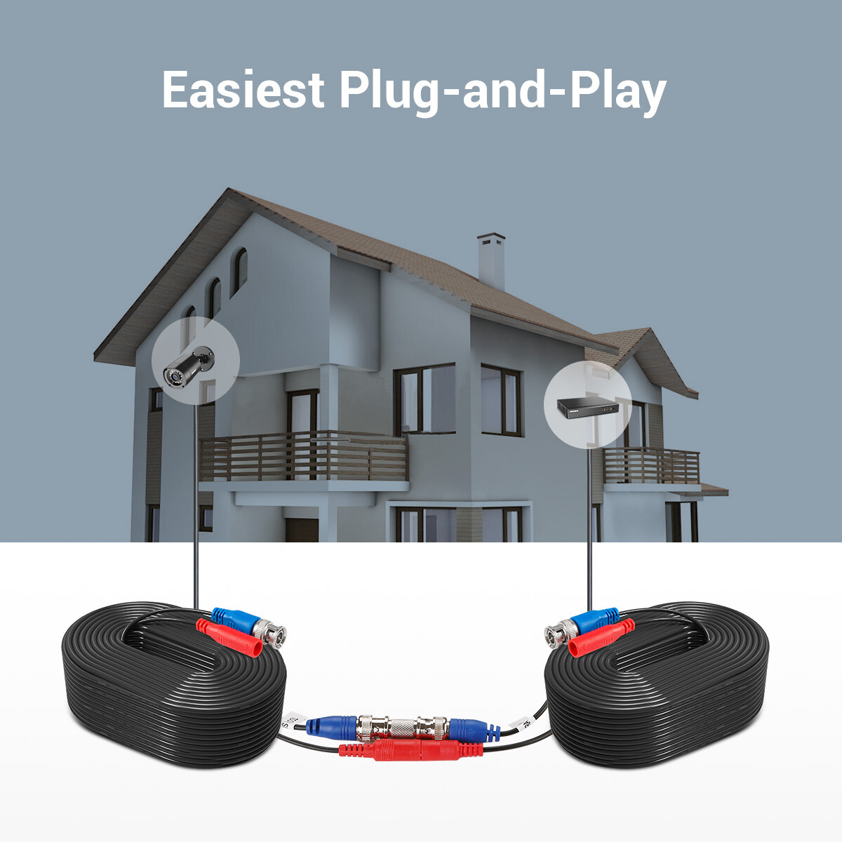 ANNKE 4x100ft Video Power BNC Cable for CCTV Security Camera System Extend Wire