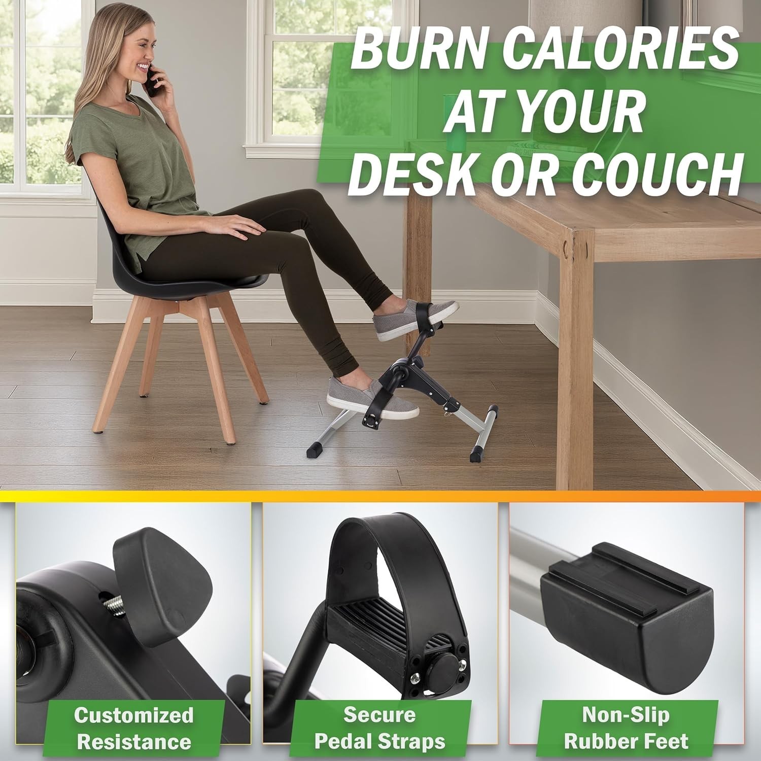 Portable Under Desk Pedal Exerciser – Adjustable Resistance with Digital Display