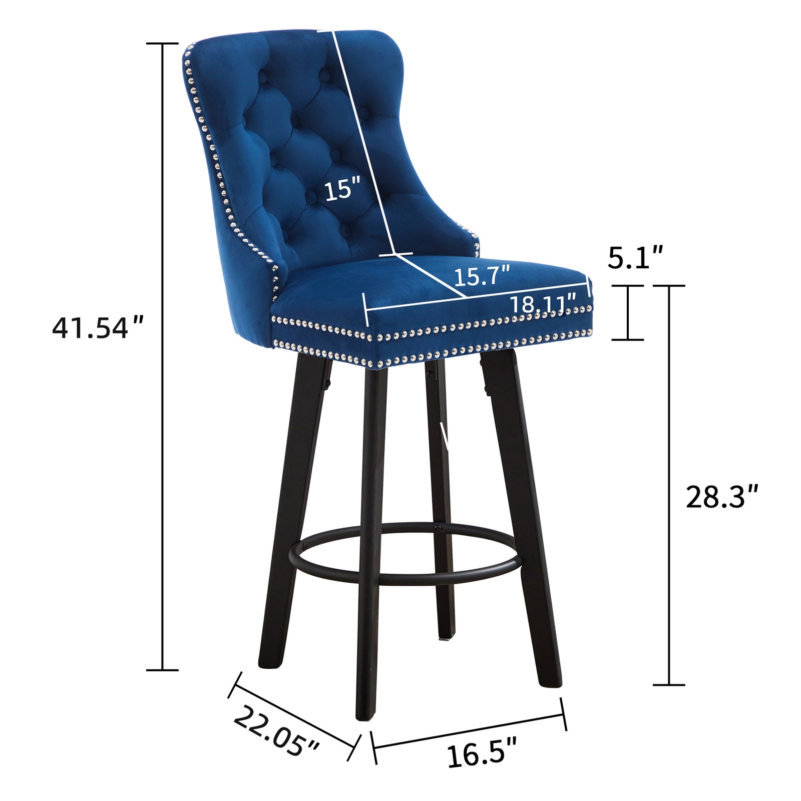 Modern Swivel Bar Stools Velvet Barstools Button Tufted Bar Stools Rivet Trim