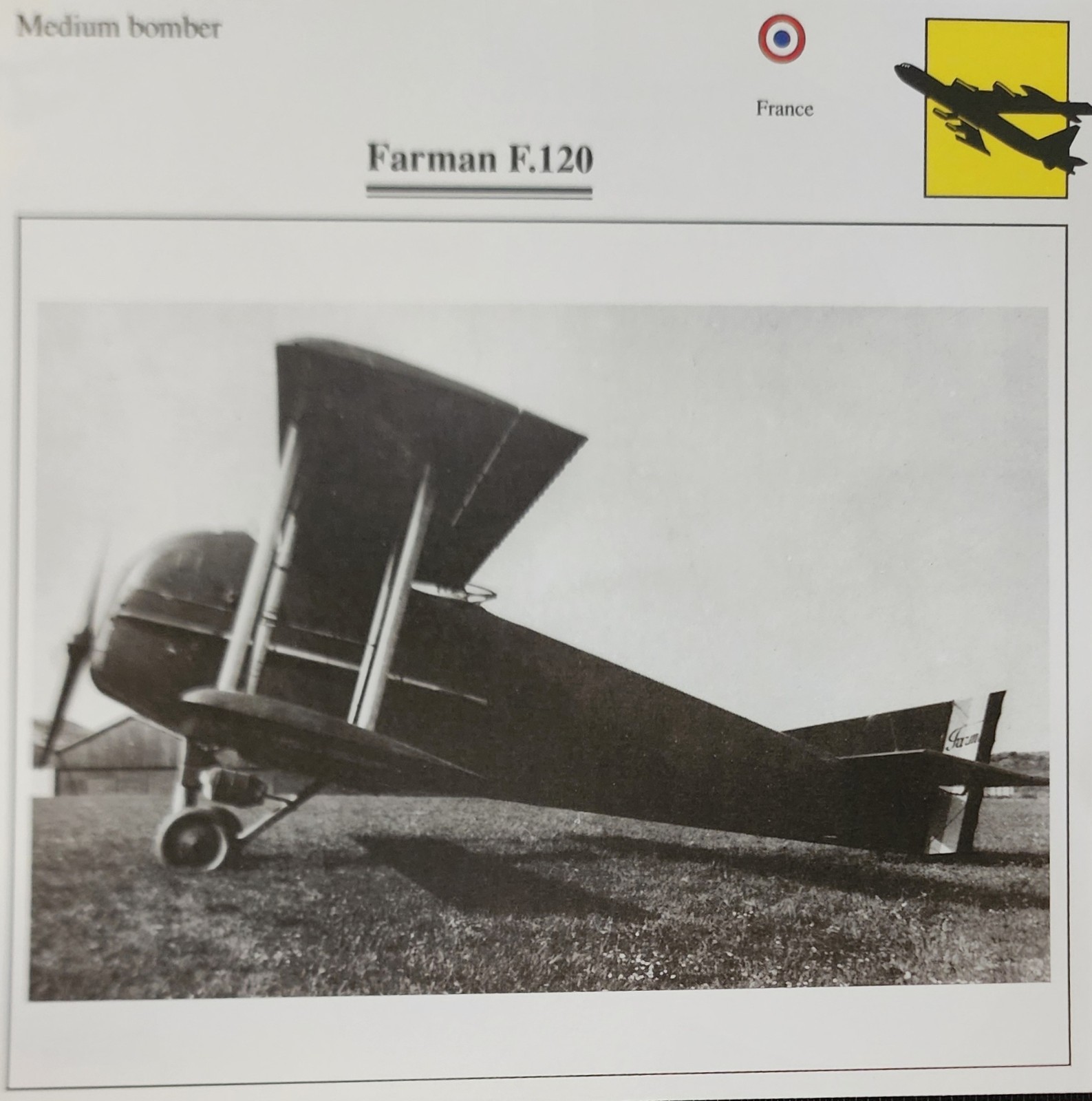 Farman Plane Picture Original Aircraft Vtg Specs Detail Info Collector Card