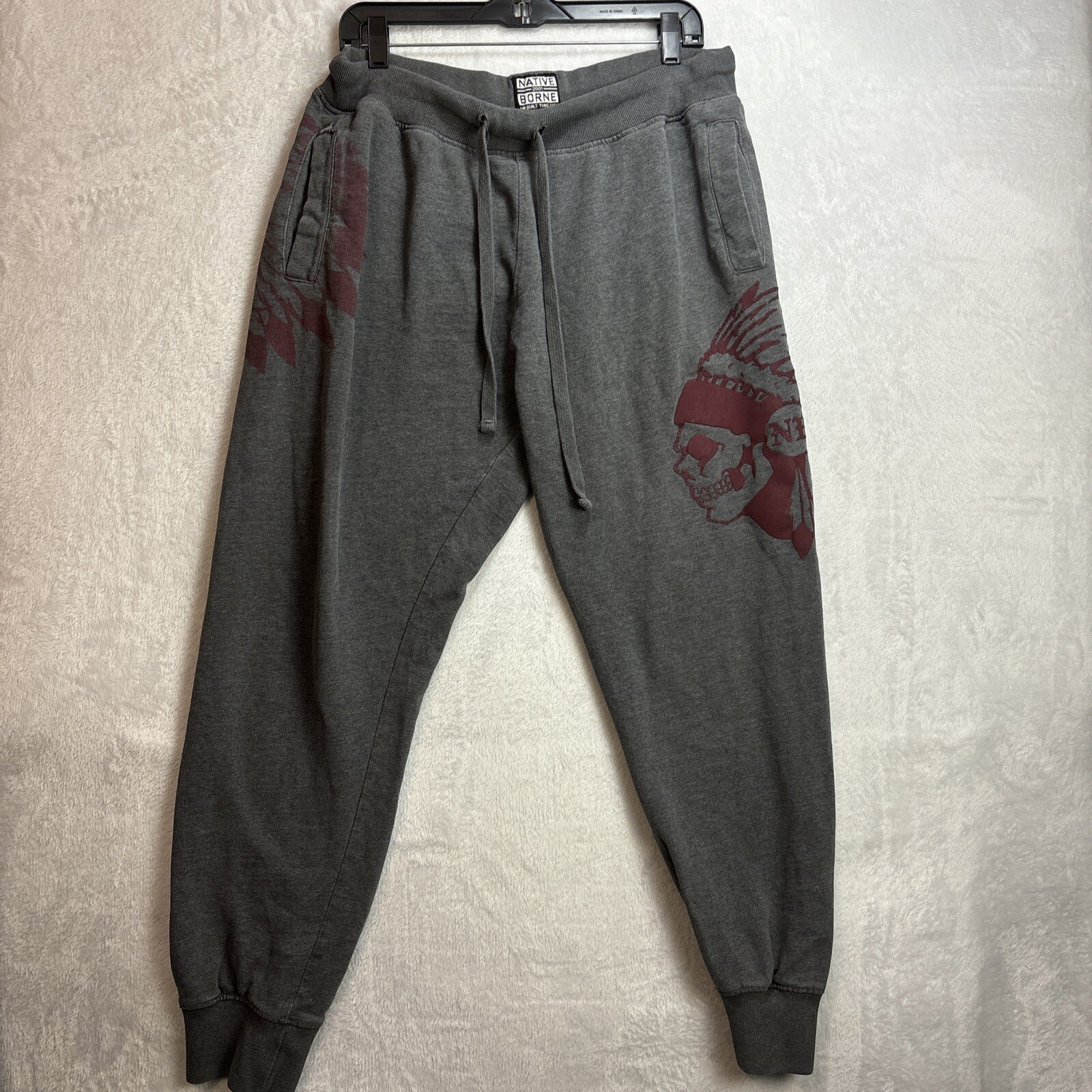2XL MEN'S NATIVE BORN 2001 "WE BUILT THIS CITY" Chief Jogger Gray Sweatpants