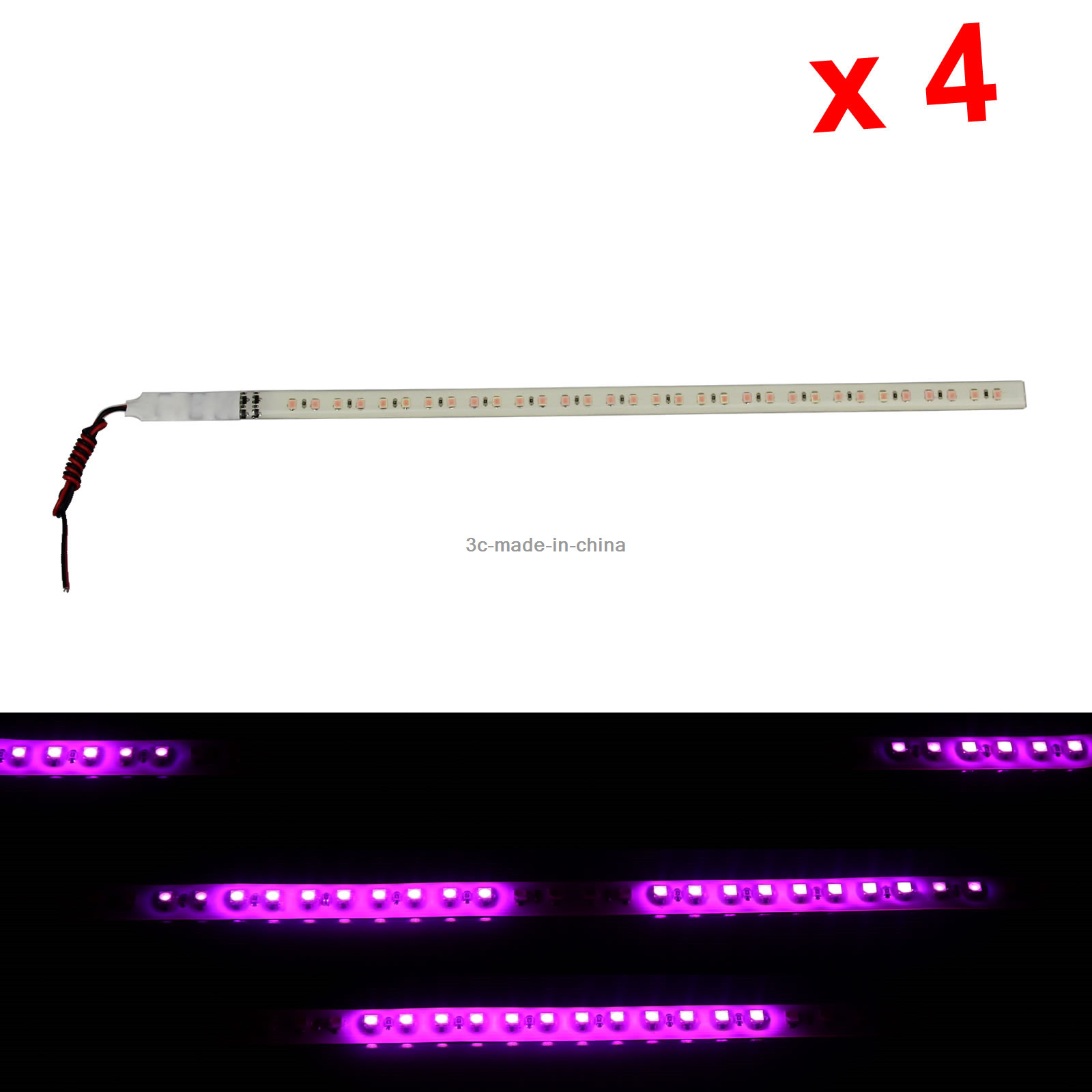 4x Pink Flexible Strip Light 30CM 1FT 12' Knight Rider Flash Strobe Scanner Wate